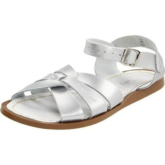 SALT WATER SaltWater SANDALS Big Girl Size 10 Silver Swimmer NEW - Picture 1 of 6